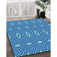 thumbnail image 3 of Ahgly Company Tapis d'Intérieur Lavable à la Machine, Carré, Transitionnel, Bleu, Tapis de Zone, 6 Pieds Carré, 3 of 7