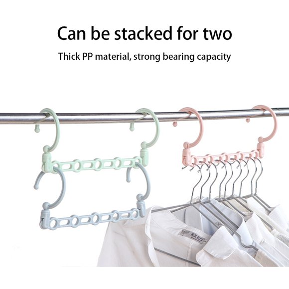 Ruiboury Clothes Hanger Organizer Hanging Reusable Hook Dormitory Flexible Bedroom Space-saving Portable Travel Removable Holder Green