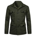 thumbnail image 2 of LOVZFMLL Vestes pour Hommes Couleur Unie Bouton Poche à Manches Longues à Capuche à Revers Veste Décontractée, 2 of 4