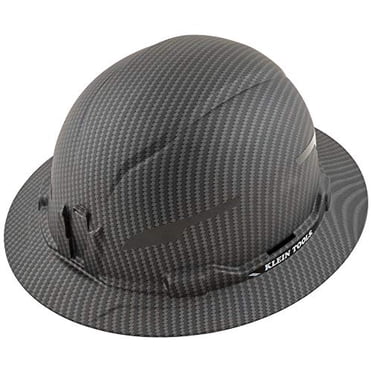 Klein Tools 60345 Casque Rigide, Bord Plein Non Ventilé, Motif KARBN de Qualité Supérieure, Classe E, Testé jusqu'à 20 KV, Bande de Transpiration Rembourrée Évacuant la Transpiration, Coussinet Supérieur