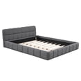 thumbnail image 4 of Noble House Queen Upholstered Platform Bed,Thick Linen Fabric Solid MDF Frame,Gray, 4 of 10