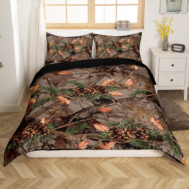 Erosebridal Housse de Couette à Imprimé de Branches 3D Double, Literie Rustique à Motif de Plantes Format Double, Adultes Ados, Réversible 3 Pcs (Sans Couette)