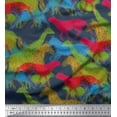 thumbnail image 1 of Soimoi Blue Poly Georgette Fabric Giraffe,Leopard & Horse Animal Print Sewing Fabric BTY 52 Inch Wide, 1 of 3