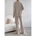 thumbnail image 5 of Womens Two Piece Lounge Sets Long Sleeve Knit Pullover Tops Wide Leg Pants Fall Pajamas Sets, 5 of 5