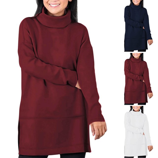 breaise Chandails à Col Roulé pour Femmes, Tuniques, Grande Taille, Manches Longues, Haut, Mode de Printemps, Chandail Décontracté Surdimensionné, Chandail Molletonné, P-5TG