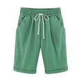 thumbnail image 1 of Pisexur Womens Shorts Cotton Linen Drawstring Solid Color Gym Workout Shorts Summer Comfy Elastic Waisted Shorts Plus Size Lounge Shorts Casual Beach Knee Length Shorts with Pockets,S-6XL, 1 of 2