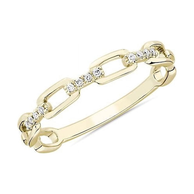 0,15 Ct P.t. Forme Ronde Diamond Naturel Dernier Design Alliance pour Femmes Or Jaune Massif 14K Taille 8