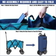 thumbnail image 4 of Chariot Pliable Robuste, Chariot Utilitaire Pliant pour l'Extérieur, Chariot de Camping Jardin Plage avec Roues Universelles, Poignée Ajustable, 2 Porte-Gobelets, 225 Lb, Bleu, 4 of 6