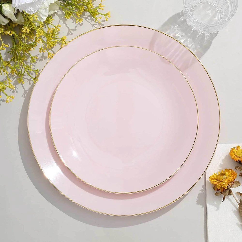 CUITING 10 Pack Glitter Gold Clear Hammered Plastic Charger Plates  Round Disposable Serving Plates With Gold Rim - 13”