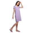 thumbnail image 4 of Moomaya Chemise de Nuit Imprimée Manches Courtes en Coton Col en Dentelle pour Femmes, 4 of 5