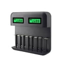 thumbnail image 1 of 8\-Slot Battery Charger USB Powered AA/AAA/C/D Rechargeable Battery Charger with LCD Display, 1 of 1