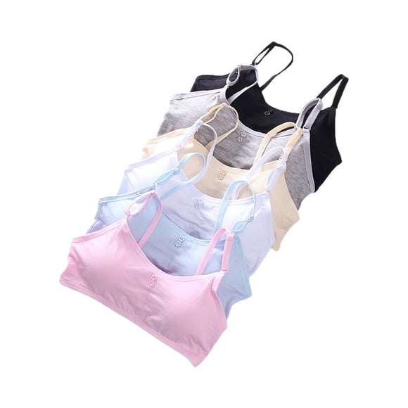 Lttoisl 6 Pack Girls Wireless Training Bras for Teen Juniors, Molded Padded Cotton Blend Bralettes, Comfortable Everyday Solid Color Underwear Assortment