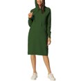 thumbnail image 2 of INSPIRE CHIC Chandail Molletonné Décontracté pour Femme à Enfiler, Manches Longues, Robe Midi à Capuche avec Poches, m Vert Armée, 2 of 7
