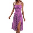 thumbnail image 2 of Ovzne Robes pour Femmes Robe d'Été Dames Mode d'Été Décontractée Aguichant à Bretelles Suspendues Fendue Imprimée Robe à Col Rond Grande Taille Robe Maxi Imprimée Liquidation, 2 of 7