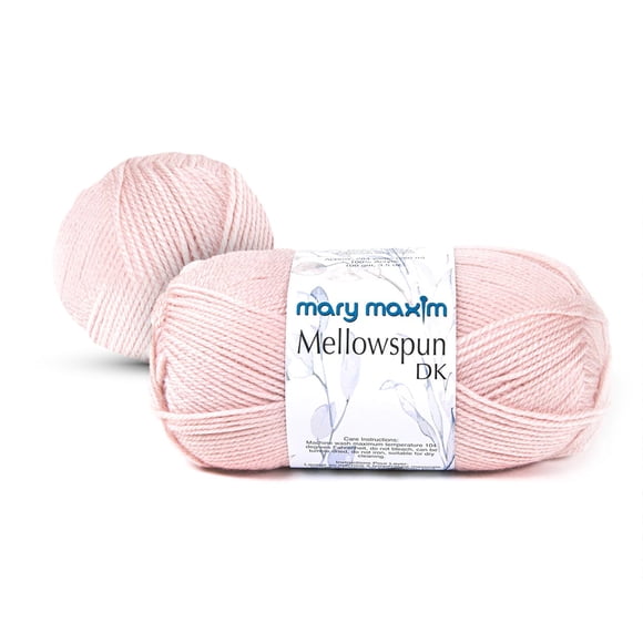 Mary Maxim Mellowspun DK Poids Fil, Fil Acrylique Rose Doux 284 Verges, 3.5 Oz, Rose Doux