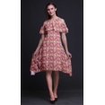 thumbnail image 3 of Bimba Brown Leaves Print Flutter Sleeve Womens Party Tunic Cold Shoulder Midi Dress - Small, 3 of 6