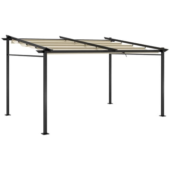 Outsunny 10' x 13' Metal Pergola w/ Retractable Canopy Roof, Beige