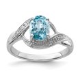 thumbnail image 1 of 925 Sterling Silver Rhodium Light Swiss Blue Topaz and Diamond Ring, 1 of 2