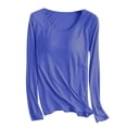 thumbnail image 1 of AherBiu Hauts Grande Taille pour Femmes Automne Manches Longues Haut de Pyjama Doux avec Soutien-Gorge Intégré Col Ras du Cou T-Shirts de Pyjama Confortables, 1 of 7