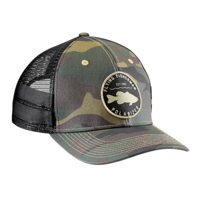 Flying Fisherman H1787 Bass Patch Trucker Hat - Camo
