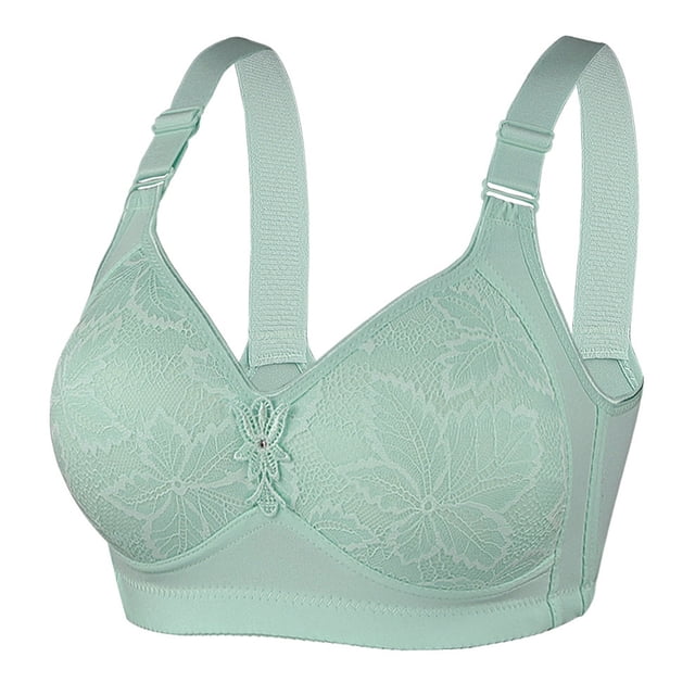 Plus Size Bras Strapless Wireless Bra Air-Flow Mesh Push Up Design Plus Size Underwear Full Support Bra Green 44