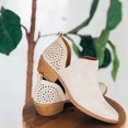 thumbnail image 4 of jovati Womens Shoes Retro Solid Color Low Heel Hollow Out Fashion Short Leather Boots, 4 of 9