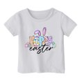 thumbnail image 3 of 4t Fille Tout-Petit Extra Grand Enfant Filles Pâques Mignon Graphique Col Rond Manches Courtes T-Shirt Décontracté d'Été, 3 of 4