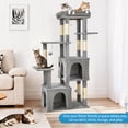 thumbnail image 1 of Yiwa Multi-Level 61" Cat Tree Tower, Sturdy Modern Cat Furniture for Large Cats and Maine Coons, Featuring Jumbo Perch, Two Spacious Condos, Sisal Scratching Posts, and Hanging Balls, 1 of 7