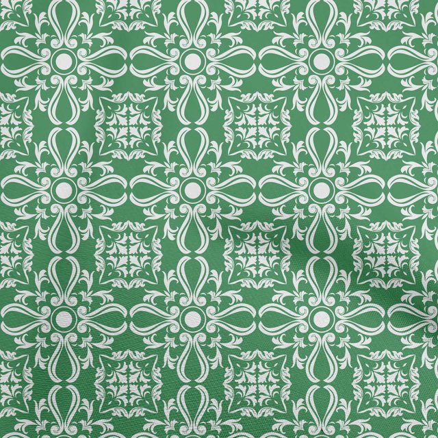 oneOone Cotton Poplin Twill Green Fabric Asian Block Floral Craft Projects Decor Fabric Printed By The Yard 56 Inch Wide