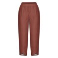 thumbnail image 4 of Women's Summer Comfortable Loose Wide Legged Fashion Solid Color Capris RXIRUCGD Marron, Taille: 5TG, 4 of 5
