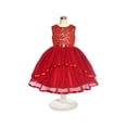 thumbnail image 2 of Robe de Demoiselle d'Honneur pour Fille, Rouge Foncé, Paillettes, Mariage, Fête, 8 Ans, 2 of 8
