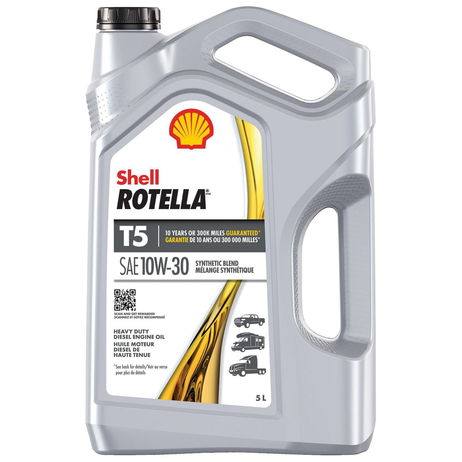 Shell Rotella T5 Synthetic Blend Heavy Duty Engine Oil 10W-30, 5L