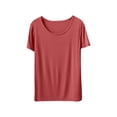 thumbnail image 2 of Weiqiqre T-Shirt à Col Rond pour Femme à Manches Courtes Ajusté T-Shirt Mince Uni Haut de Pyjama Pyjama à Manches Courtes, 2 of 8