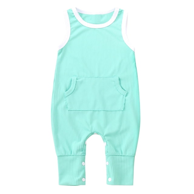 Newborn Clothes for Girls Newborn Infant Baby Girls Boys Sleeveless Ribbed Solid Knit Jumpsuit Clothes