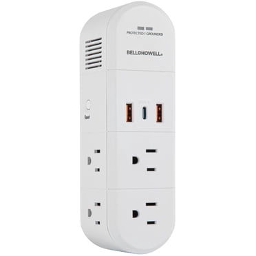 Bell + Howell Swivel Power Surge Protector 9-Device Charging Station with 180° Swivel Plug, Quick Charge