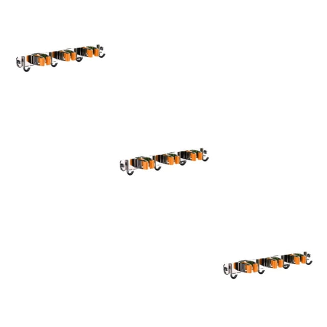 ZheElen Support Pratique pour Écouvillon en Acier Inoxydable - Fabrication Résistante à la Corrosion, Rapide, Robuste, Support Multifonction pour Écouvillon, Support pour Balai, orange, 3 Pinces et 4 Crochets, Ensemble de 3