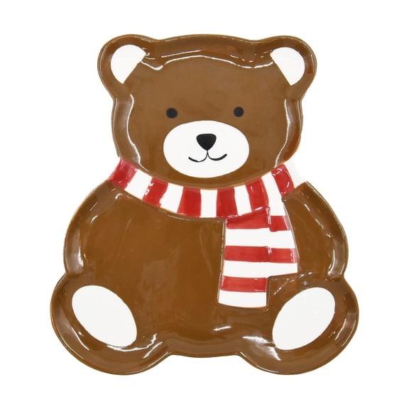 Holiday Time Cranberry Spice Kids Collection Bear Serving Plate, Stoneware, Multicolor, Festive Dinnerware, 1-Piece