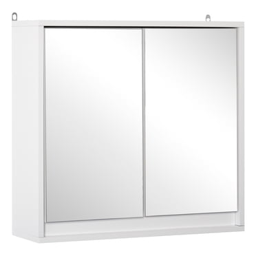 HOMCOM Bathroom Medicine Cabinet, Wall Mounted Mirror Cabinet, White