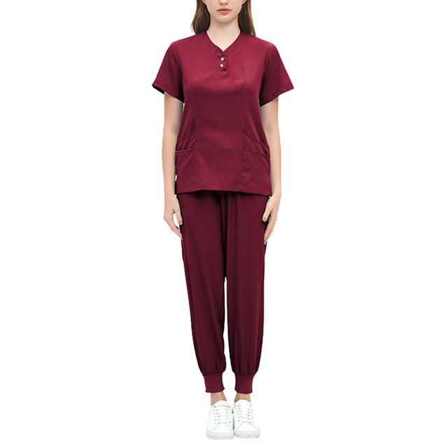 Tachiuwa Women Uniform Scrub Set Nurse Uniform Durable V Neck Machine Washable Breathable XL