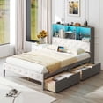 thumbnail image 1 of Costway Full Size Bed Frame with Bookcase Headboard Storage Bed with LED Lights Gray, 1 of 10