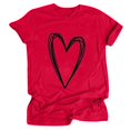 thumbnail image 1 of Hauts d'Été Grande Taille Femme Décontractés Hauts pour Femmes Col Rond Manches Courtes T-Shirt Imprimé Cœur Blouse Basique Décontractée T-Shirt Col en V Femme en Liquidation, 1 of 2