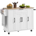 thumbnail image 1 of HOMCOM Kitchen Island on Wheels, Kitchen Cart with Solid Wood Top, White, 1 of 10