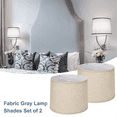 thumbnail image 2 of Abat-jour 2 Pcs en Lin Naturel, Abat-Jour en Tissu de Remplacement Élevé pour Lampe de Table, Lampadaire - Gris, 2 of 7