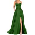 thumbnail image 1 of Pompotops Women's Solid Color Off Back Strap Long Dress Slim Off Shoulder Evening Dress, 1 of 6