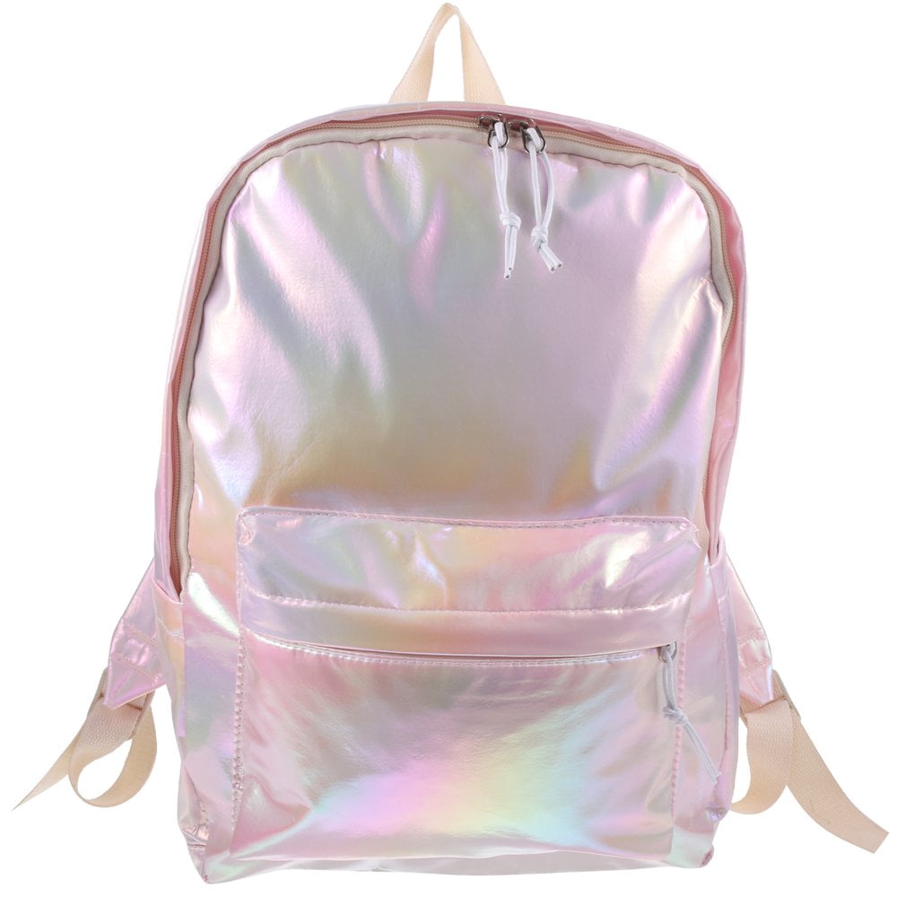 JUNWELL Fashion Girl Glitter Backpack PU Leather Backpack Travel Bag Handbag Student Backpack  Daypack Travel Backpack Mochila Student School Bag (Pink)