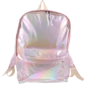 JUNWELL Fashion Girl Glitter Backpack PU Leather Backpack Travel Bag Handbag Student Backpack  Daypack Travel Backpack Mochila Student School Bag (Pink)