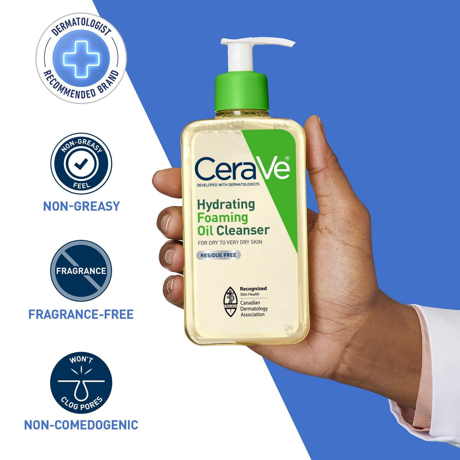 CeraVe Nettoyant Moussant Hydratant à l'Huile, Gel pour Visage et Corps avec Squalane et Céramides, 562 ml