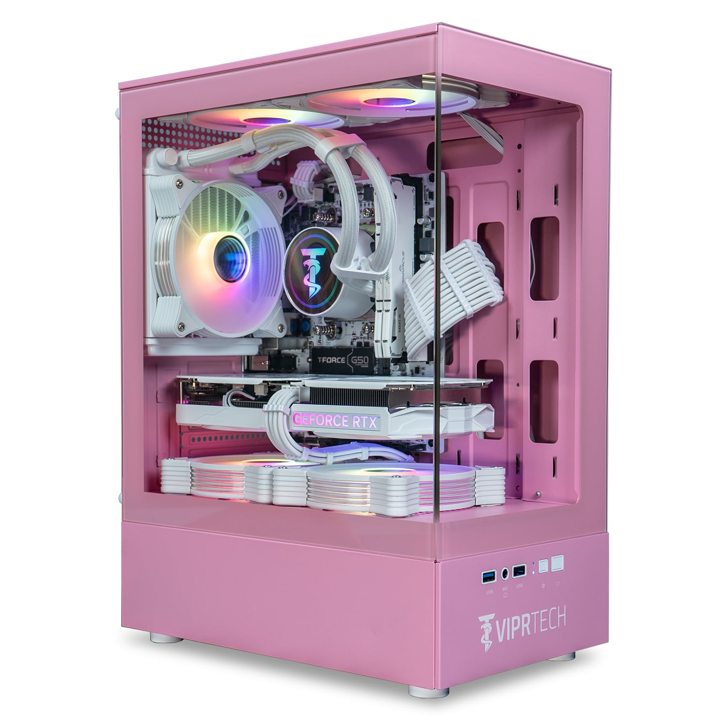 ViprTech Stryker 4.0 Liquid-Cooled PC - AMD Ryzen 7 (4.4GHz), RTX 5060 8GB, 16GB DDR4, 1TB SSD, Pink