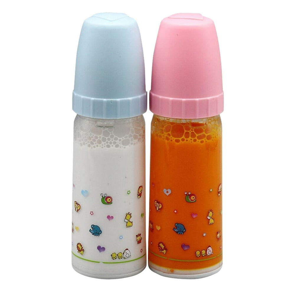 HAOAN 2pcs Baby Dolls Feeding Bottle Set Doll Accessory Disappearing Milk Juice Pretend Play Toy For Kids 140ml A Sentimental Education