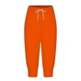 thumbnail image 4 of Bmisegm Women's High Waist Drawstring Joggers Capris, Orange, L, 4 of 6